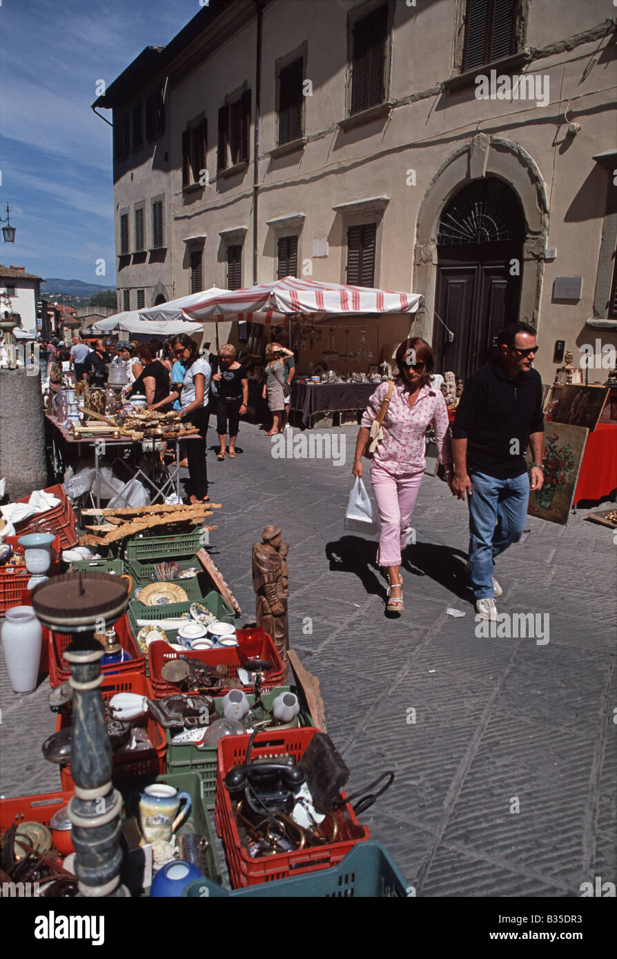 Flea market at Arezzo in Tuscany Italy Stock Photo Alamy