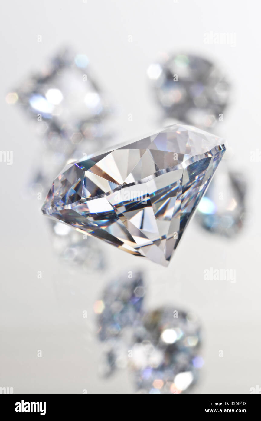 Diamonds (lab-created cubic zirconia) Stock Photo