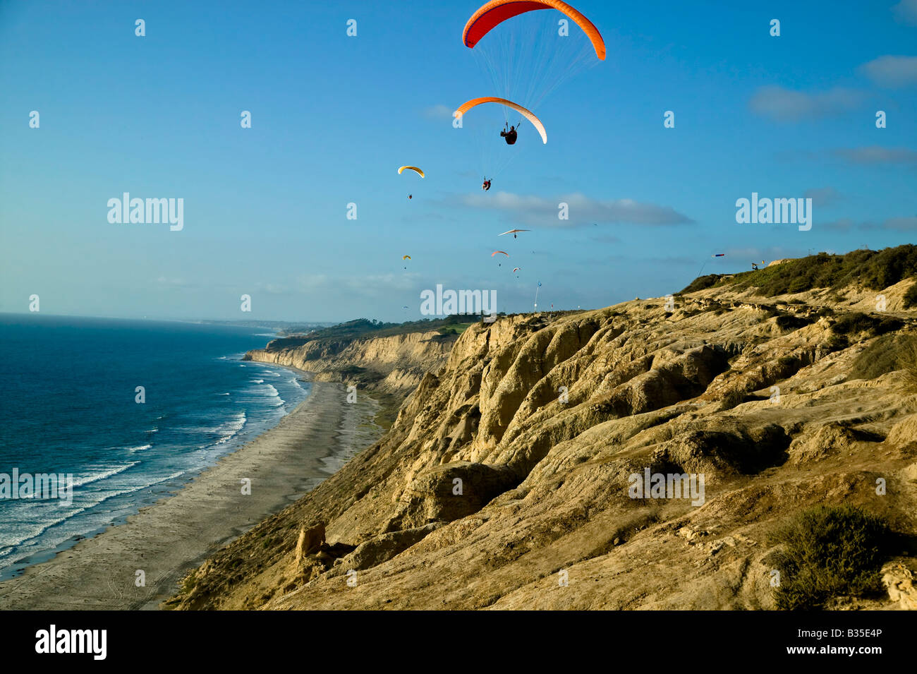 Paraglider and Blacks Beach San Diego, Glider Park, California, USA