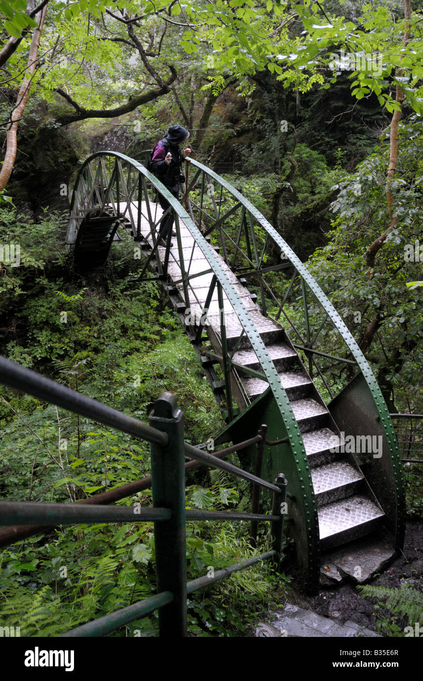 The bridge at the bottom of the Devil's Bridge falls walk Stock Photo