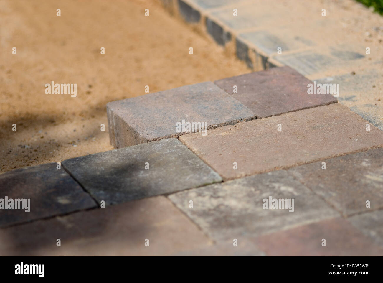 Block Paving being laid Stock Photo