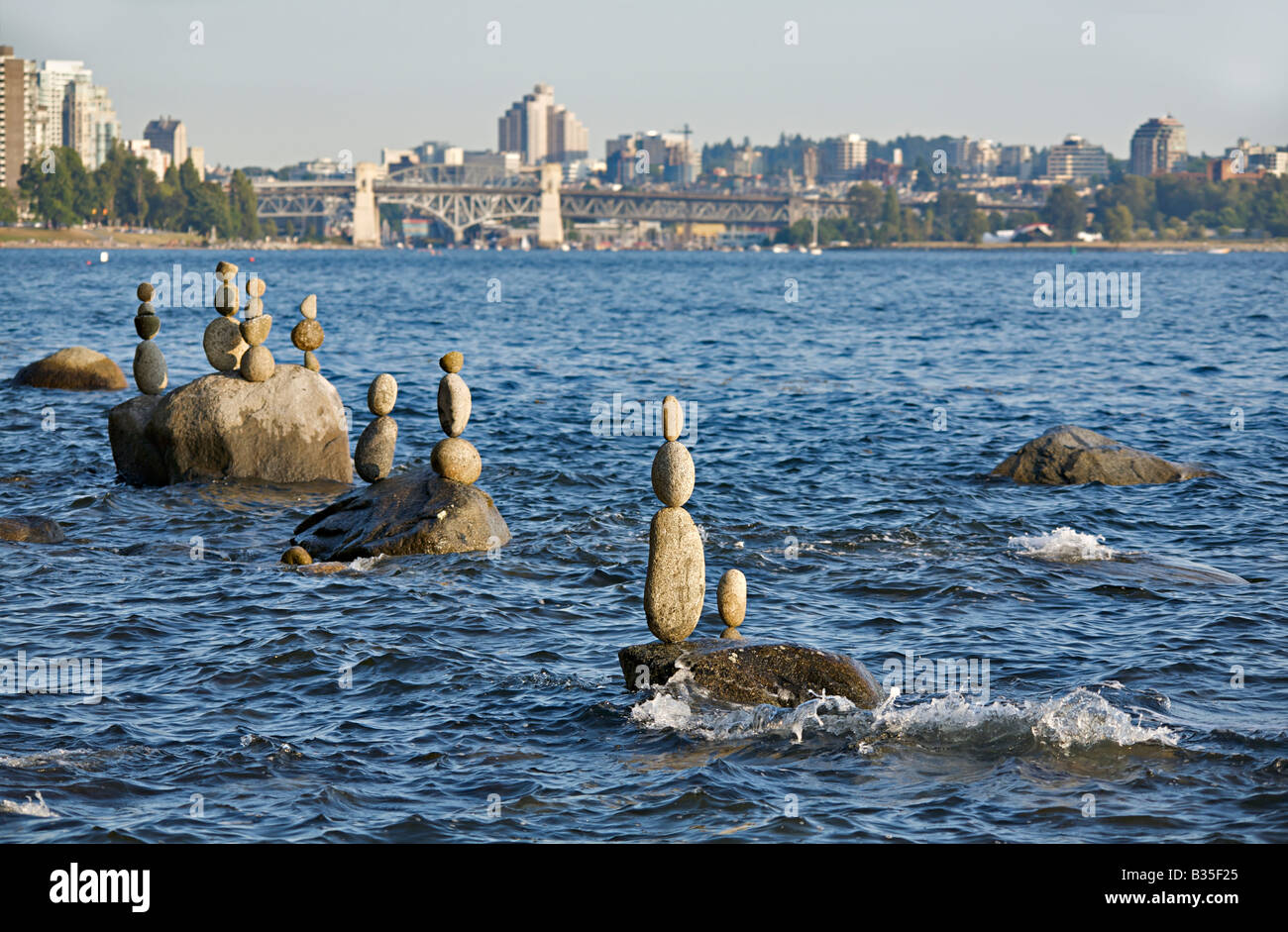 Vancouver Rocks Balanced rocks near English Bay beach, Vancouver, British Columbia ...