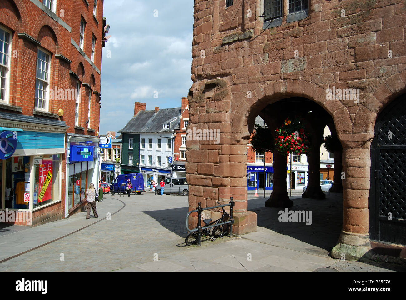 Market House and High Street, Ross-on-Wye, Herefordshire, England, United Kingdom Stock Photo