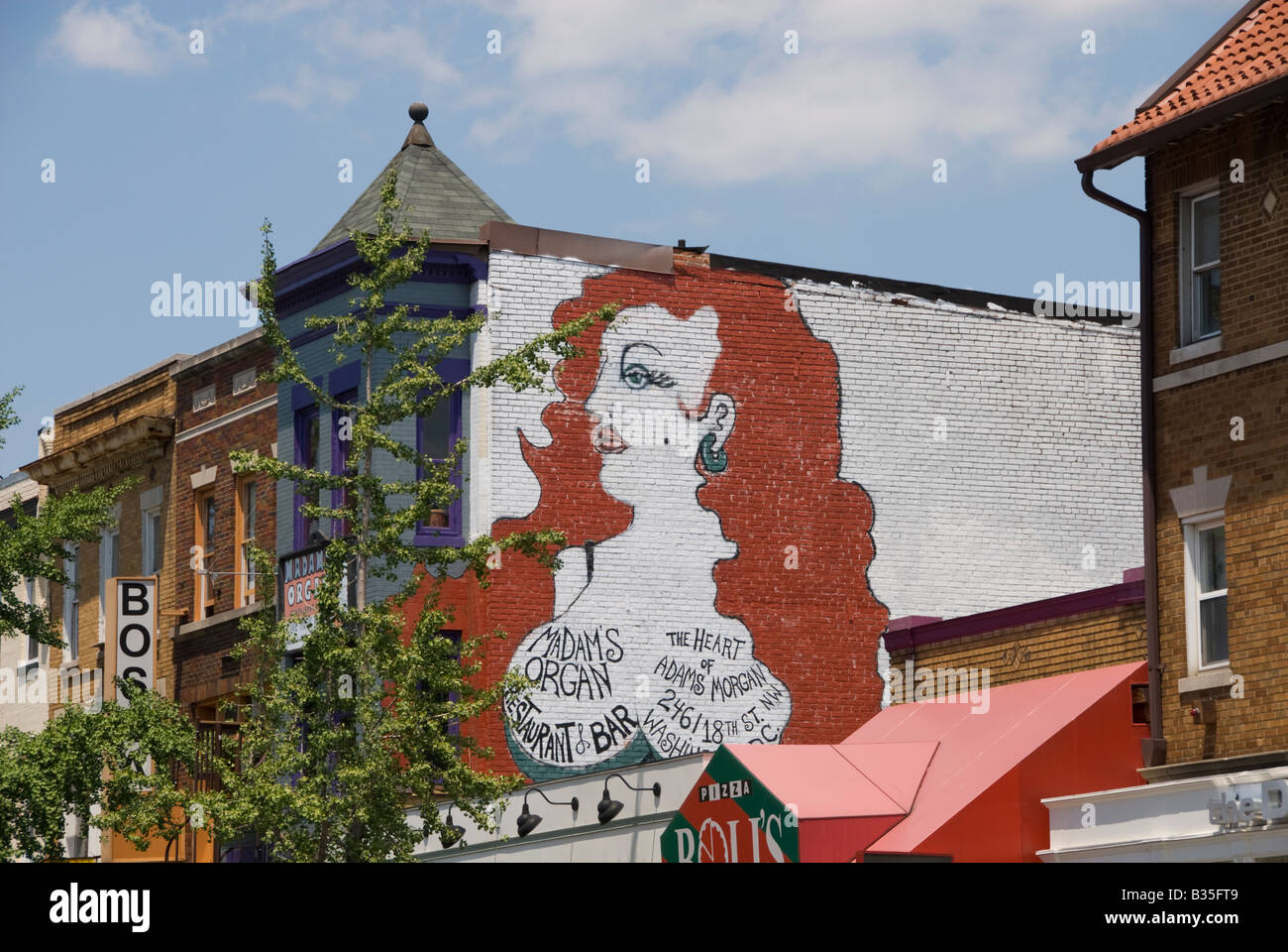 Mural on restaurant Madam's Organ in Adams Morgan district near 18th and Kalorama, Washington, DC. Stock Photo