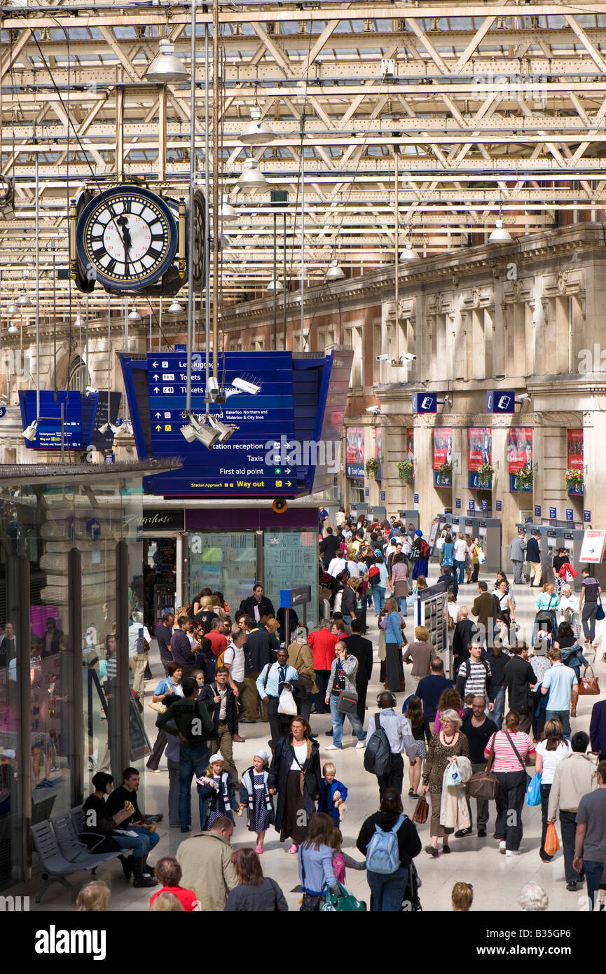 Main concourse of Waterloo railway station London United Kingdom Stock