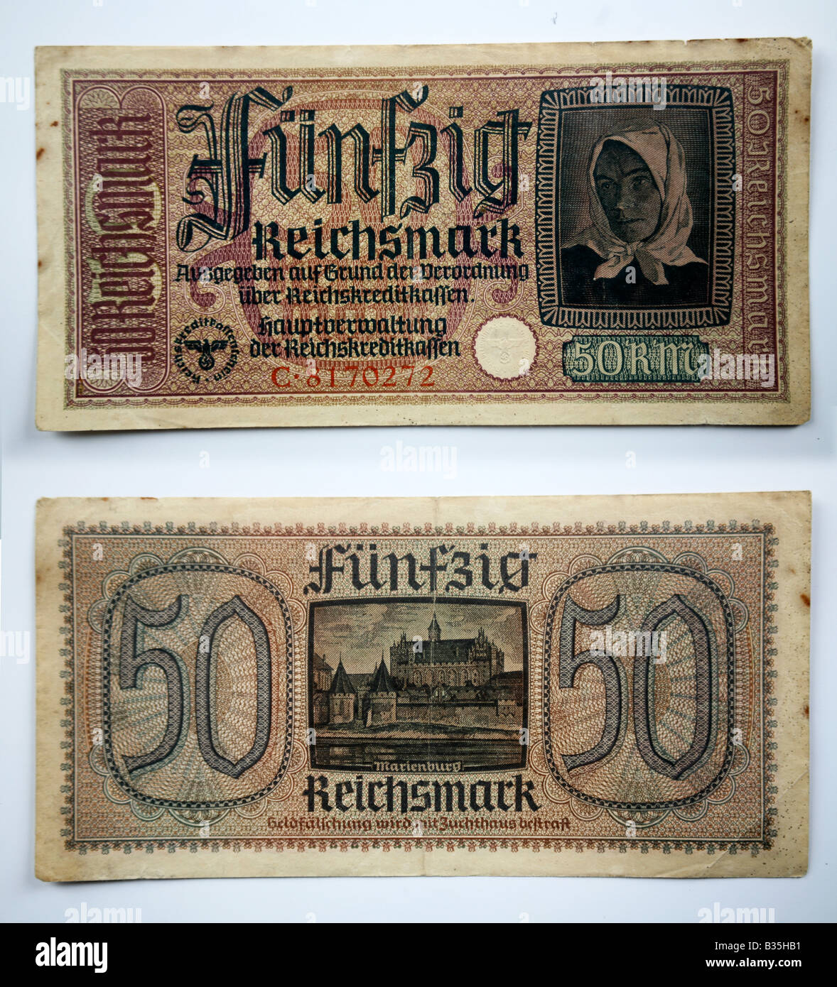 50 REICHSMARK NAZI GERMANY CURRENCY GERMAN BANKNOTE NOTE MONEY BILL SWASTIKA WW2 