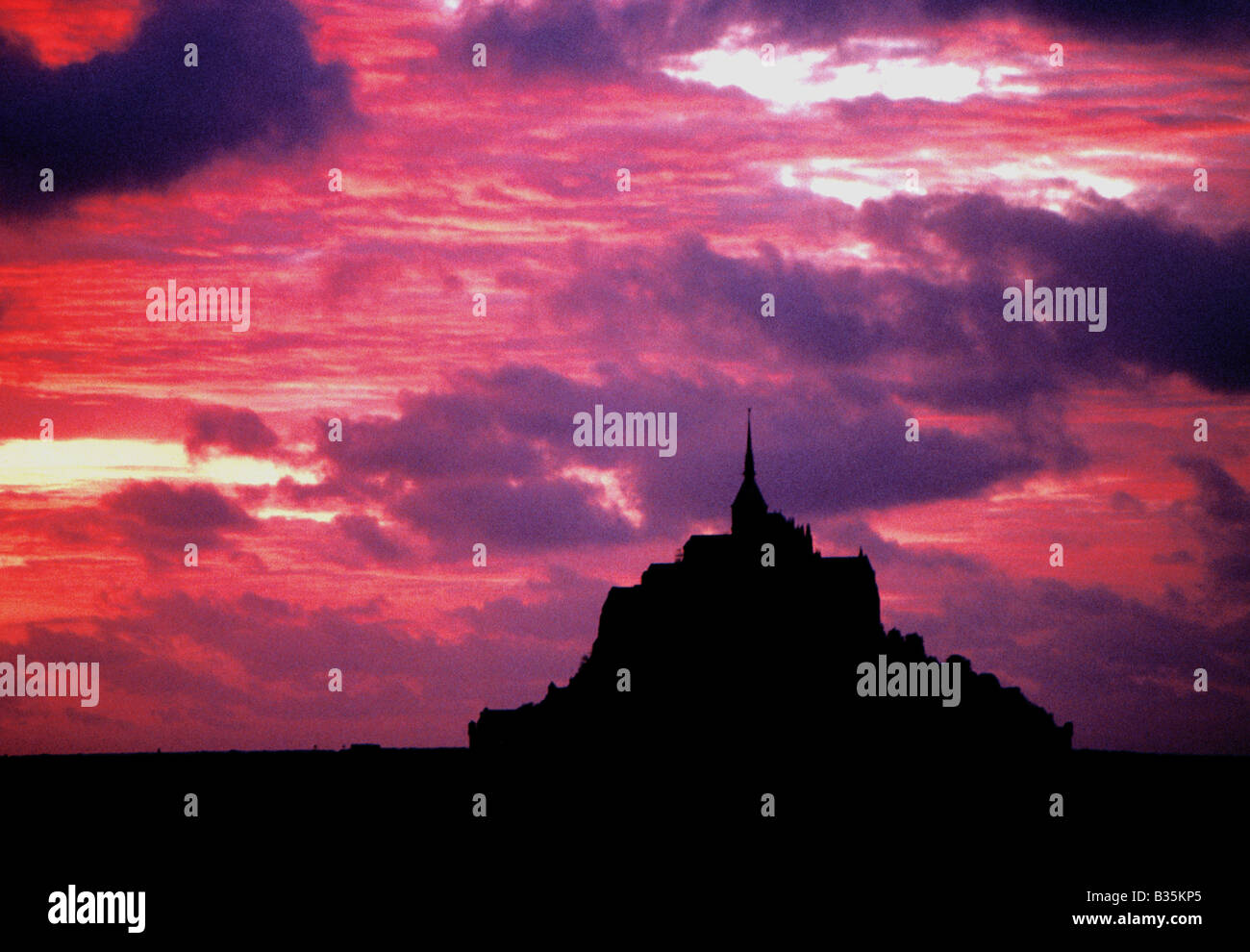 Mont Saint Michel sunset Stock Photo