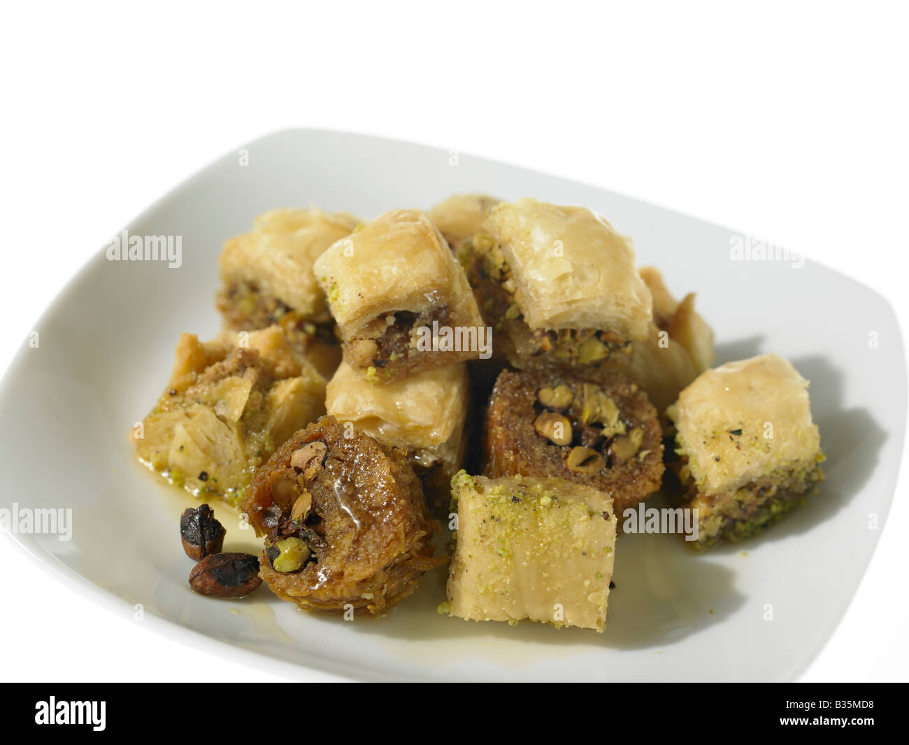 Plate of Baklawa Stock Photo