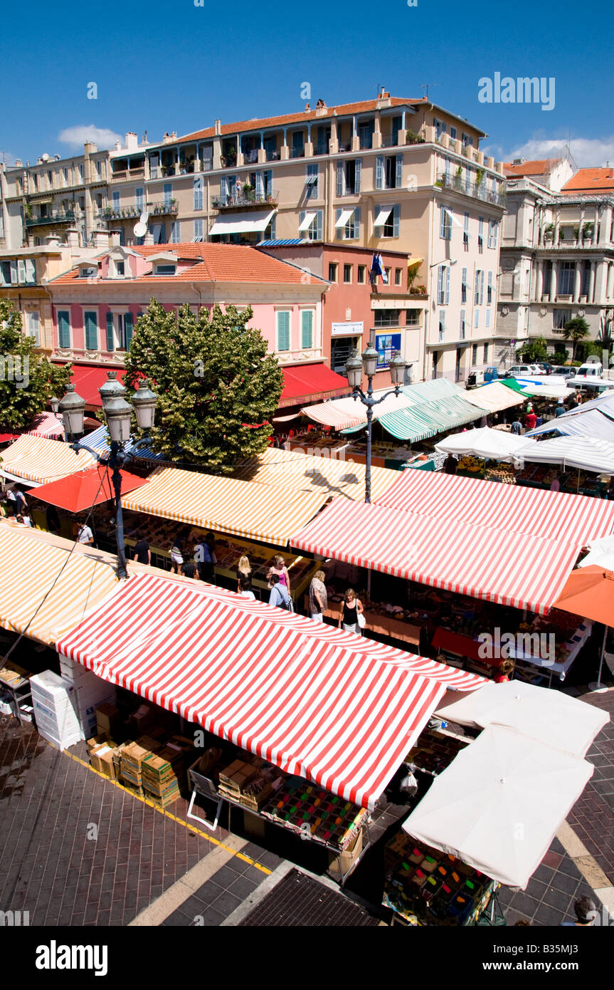 Cours Saleya Market, Old Town of Nice, Cote d'Azur, France Stock Photo