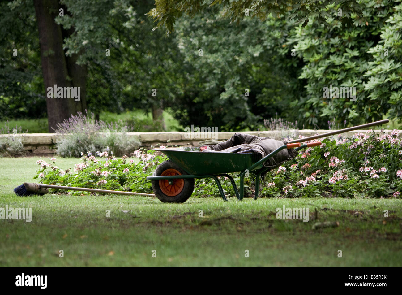 Gardener's wheelbarrow Stock Photo