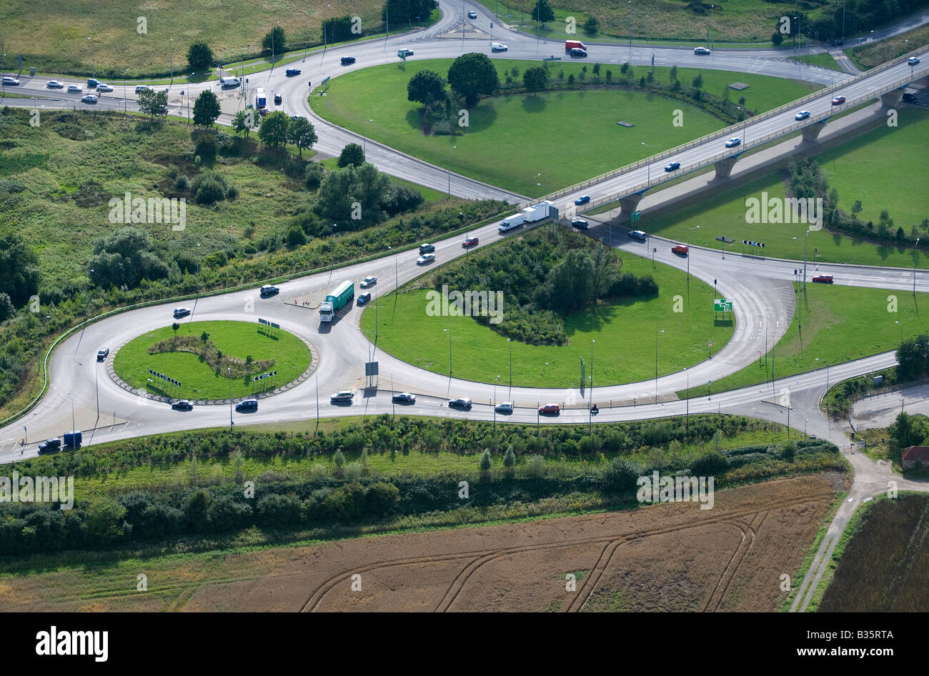 aerial view of roundabouts at king's lynn, norfolk, england Stock Photo
