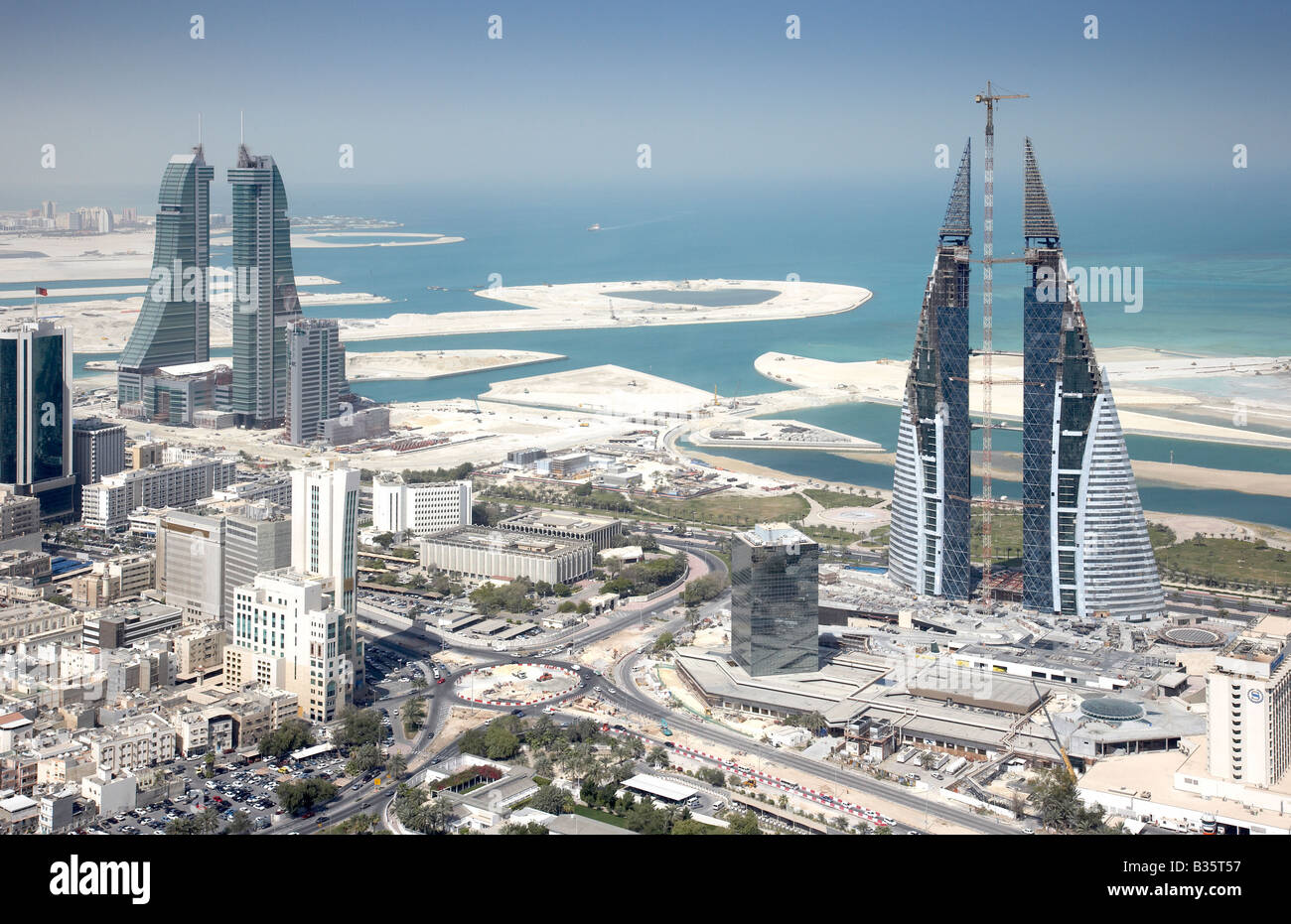 Aerial photo Bahrain World Trade Centre Center & Financial ...