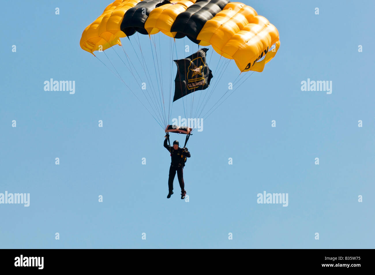 Skydiver & Parachute Stock Photo
