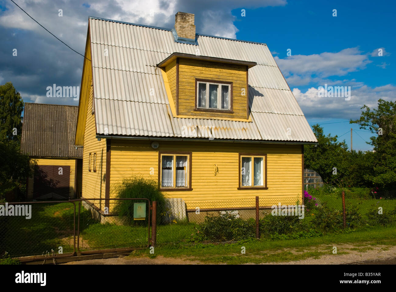 Typical traditional Estonian wooden house in Otepää Estonia Europe