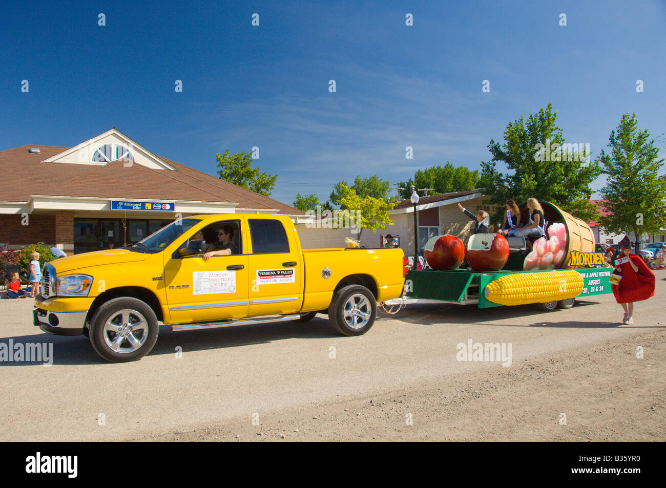 The Plum Coulee Manitoba Plum Fest parade a summer festival in southern