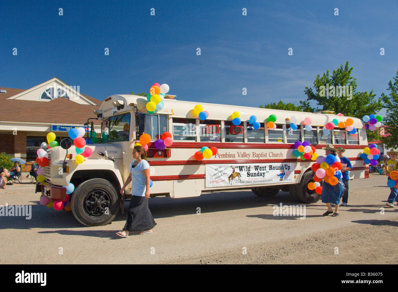 The Plum Coulee Manitoba Plum Fest parade a summer festival in southern