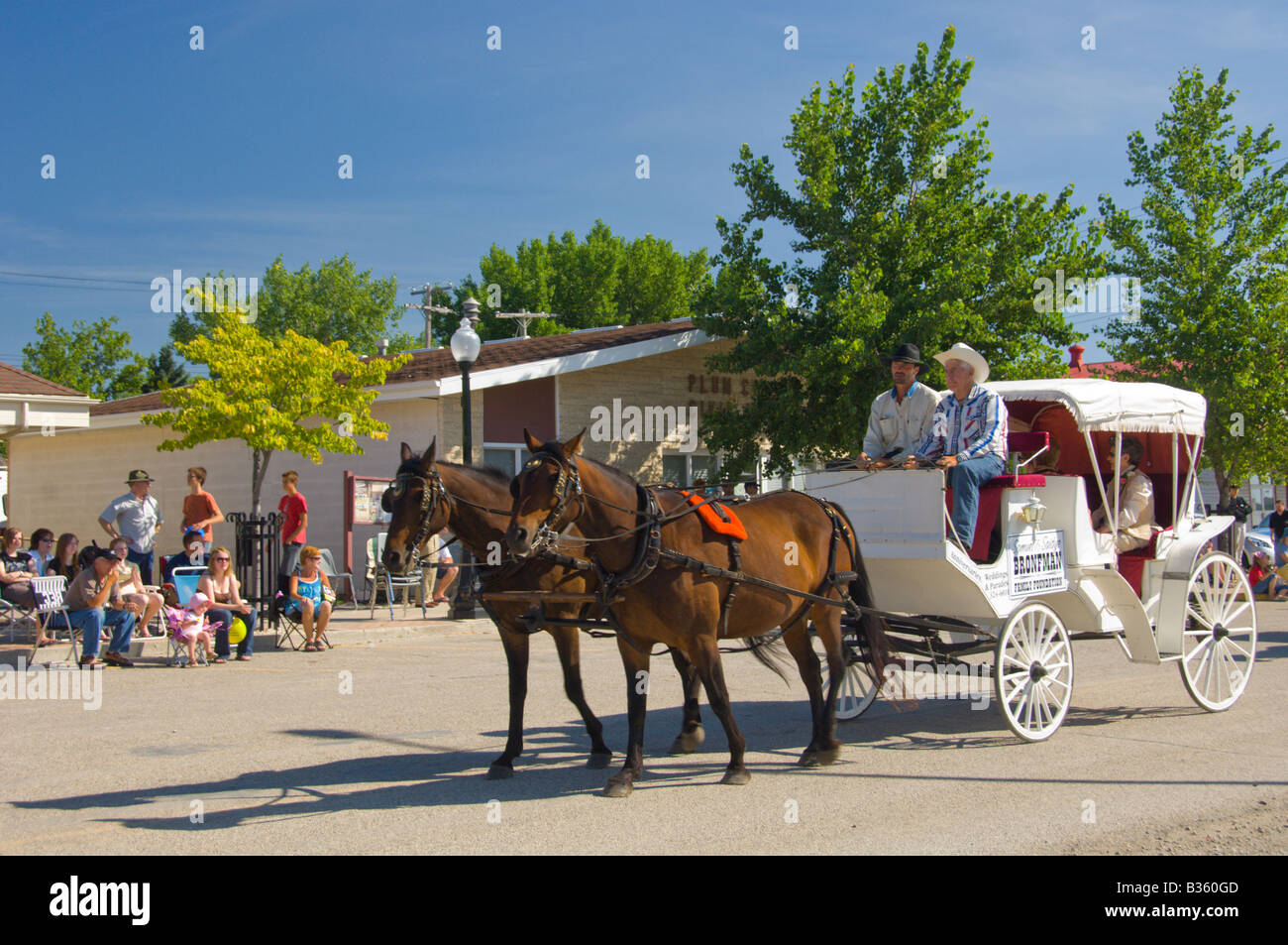 The Plum Coulee Manitoba Plum Fest parade a summer festival in southern