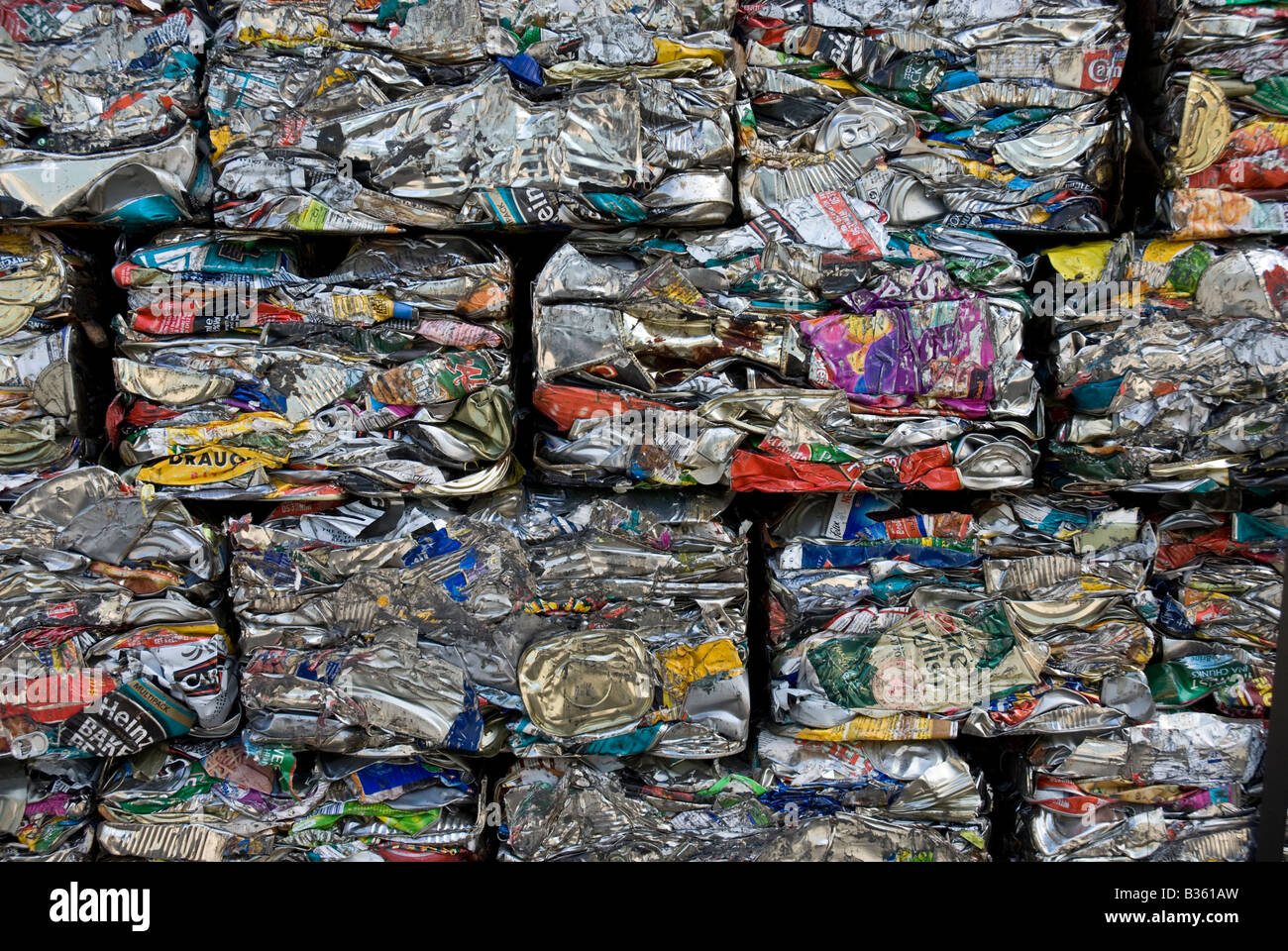 Crushed metal cans awaiting recycling Stock Photo Alamy