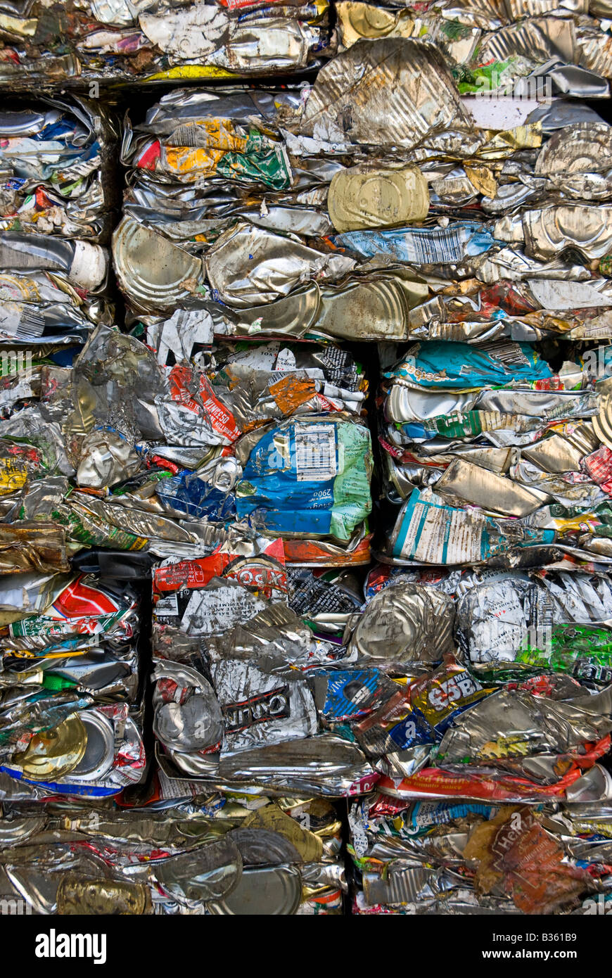 Crushed metal cans awaiting recycling Stock Photo Alamy