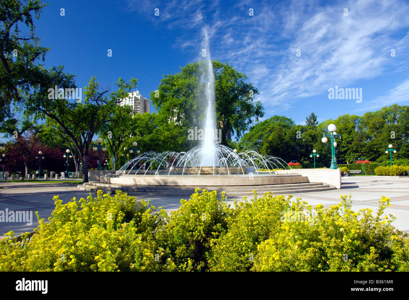 The decorative water fountains at the Manitoba Legislative buildings in Winnipeg Manitoba canada