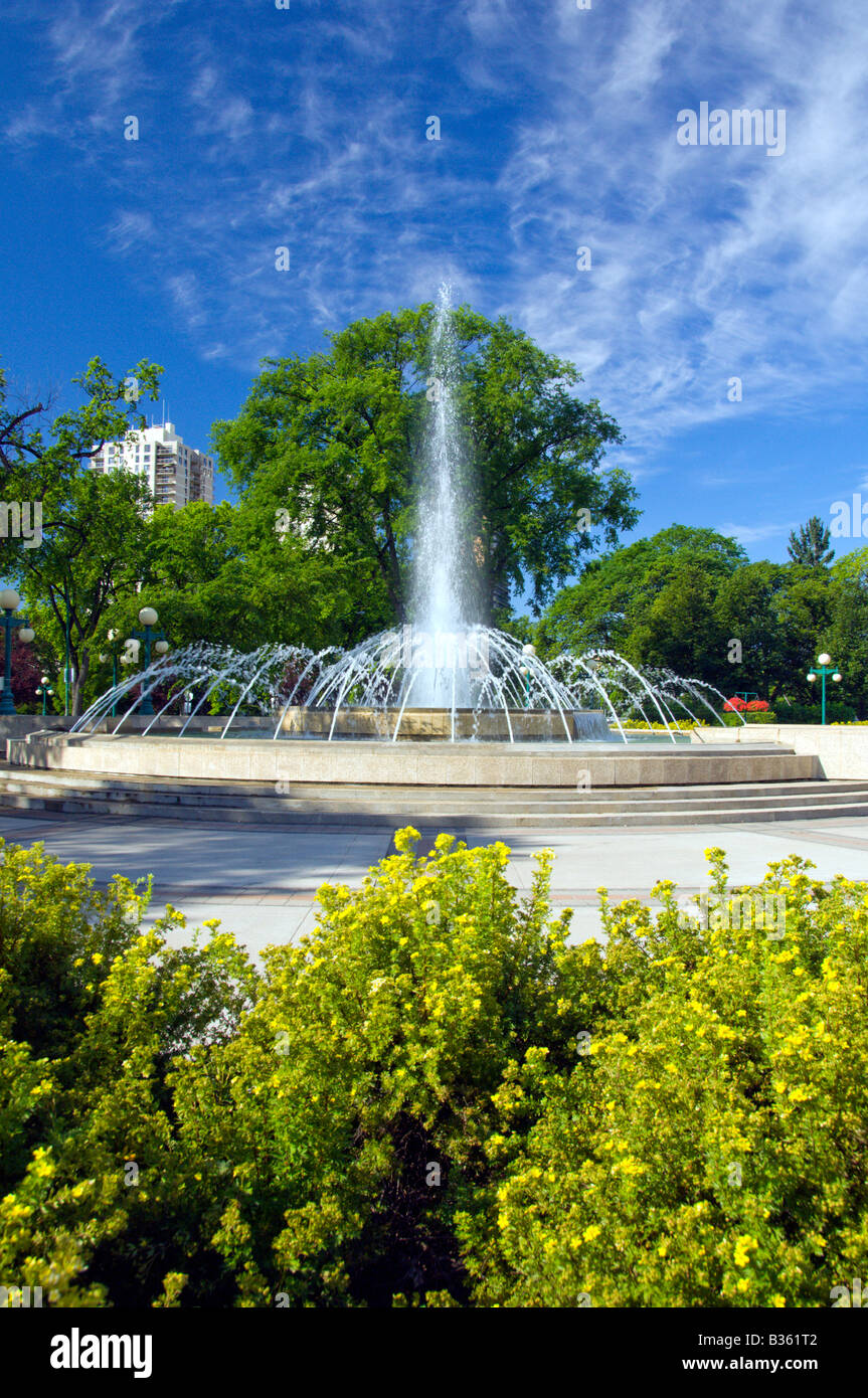 The decorative water fountains at the Manitoba Legislative buildings in Winnipeg Manitoba canada
