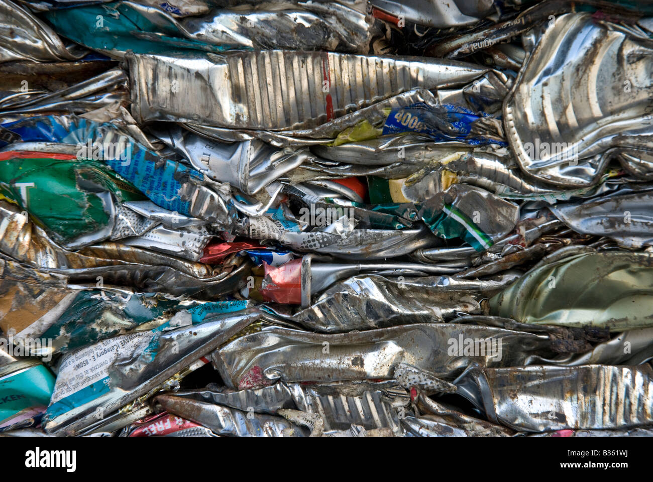 Crushed metal cans awaiting recycling Stock Photo Alamy