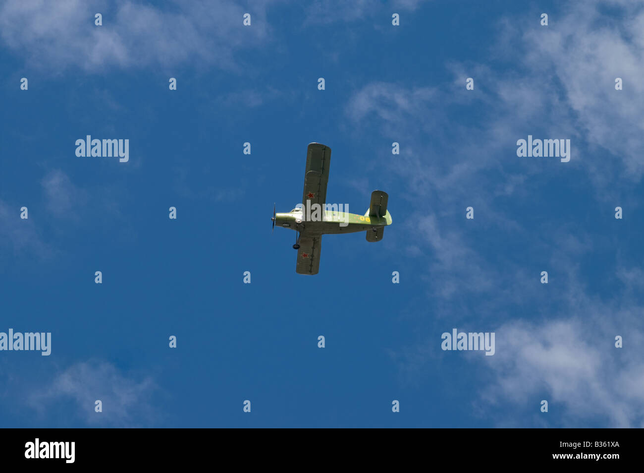 Russian airplane AN-2 in the sky Stock Photo