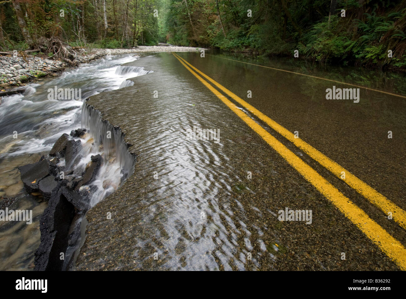 Washout of the North Fork Skykomish River Road in Washington state's