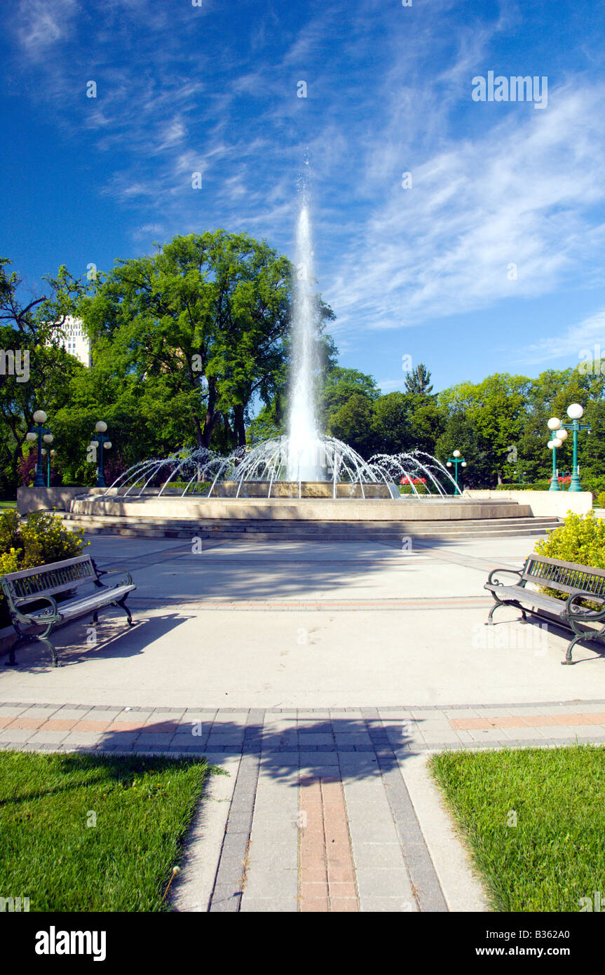 The decorative water fountains at the Manitoba Legislative buildings in Winnipeg Manitoba canada
