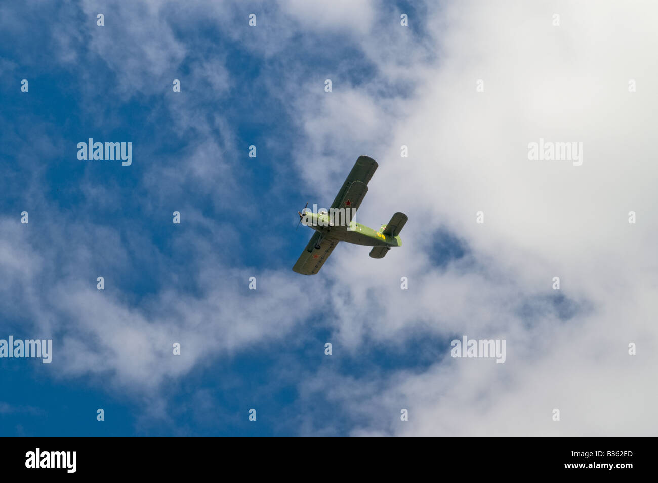 Russian airplane AN-2 in the sky Stock Photo