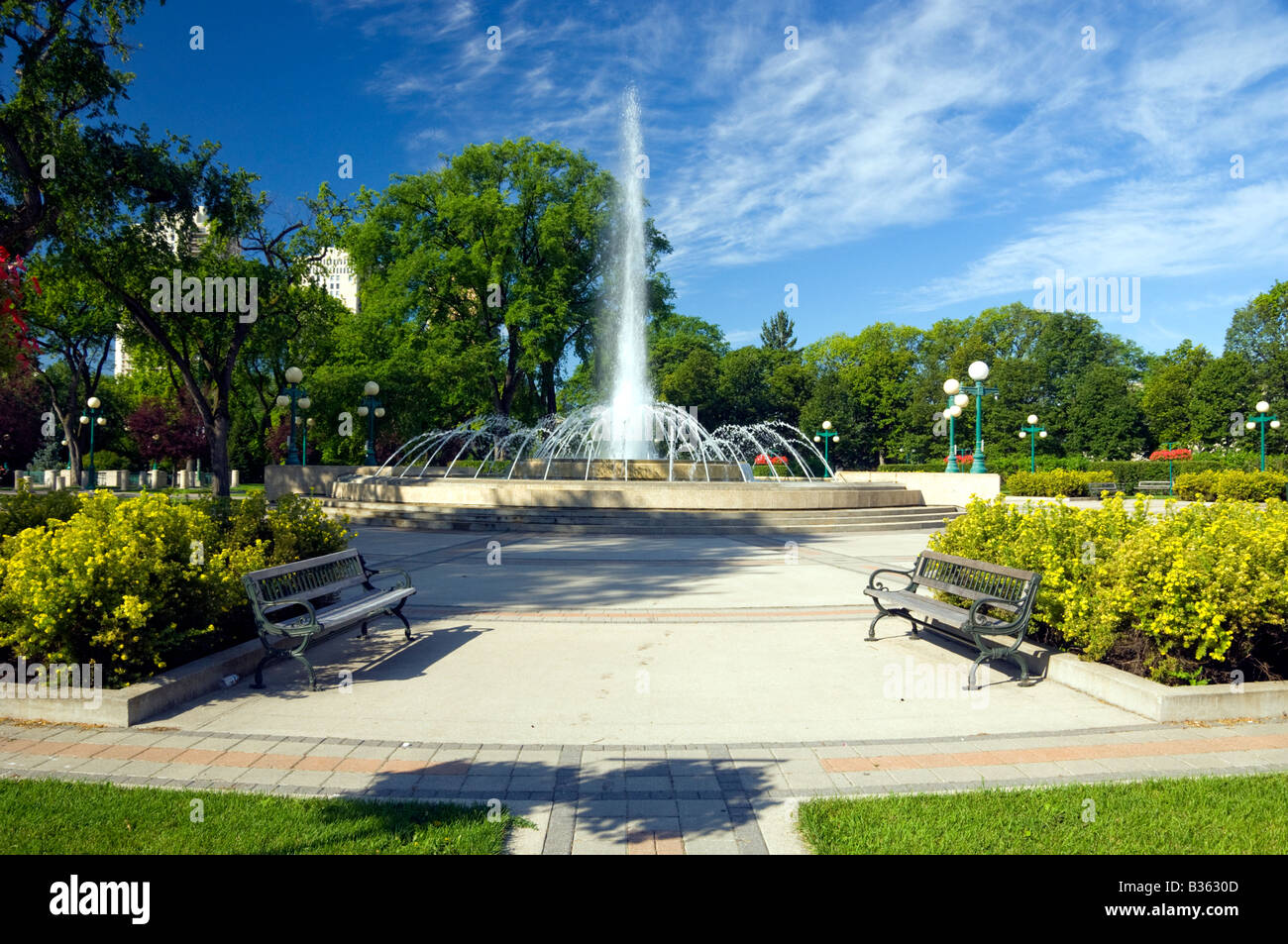 The decorative water fountains at the Manitoba Legislative buildings in Winnipeg Manitoba canada