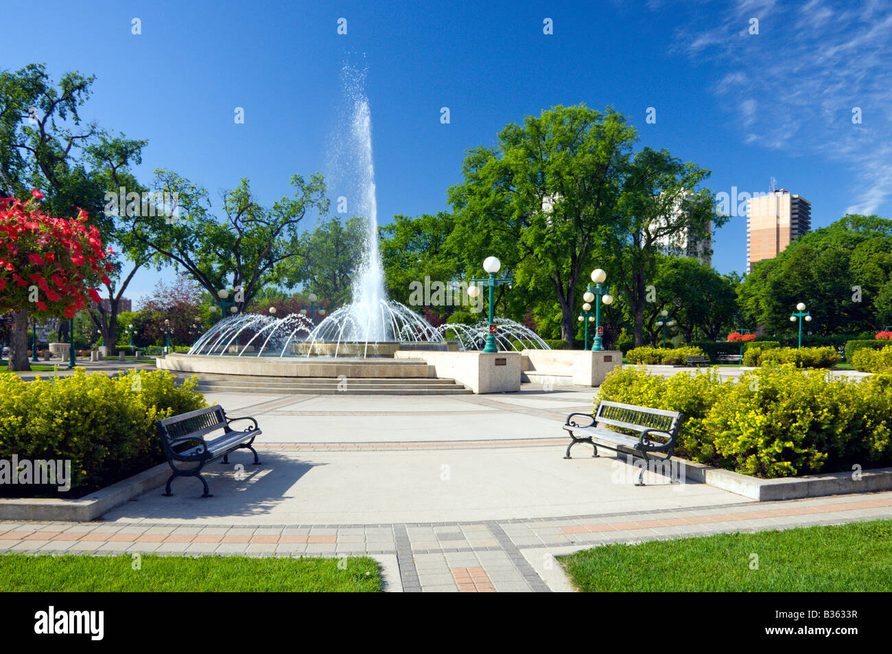 The decorative water fountains at the Manitoba Legislative buildings in Winnipeg Manitoba canada