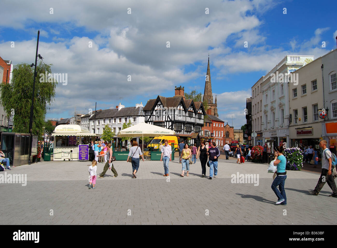 Market Place showing The Old House, High Town, Hereford, Herefordshire, England, United Kingdom Stock Photo