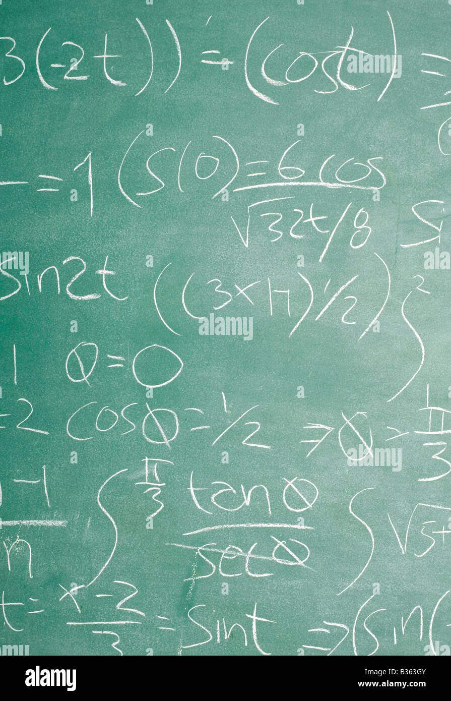 Old chalkboard with hard math equations Stock Photo