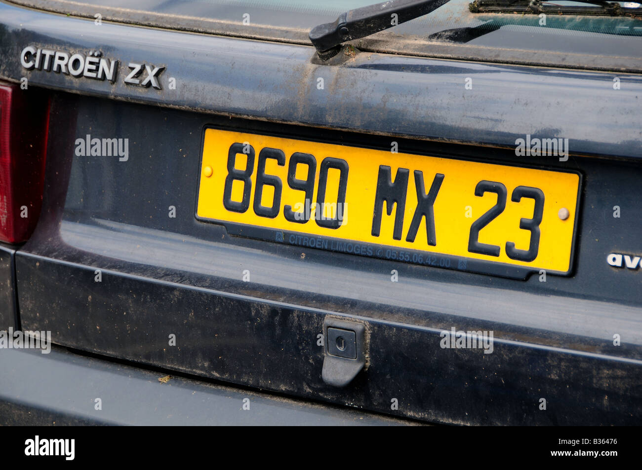 Number plate on French Citreon car Stock Photo
