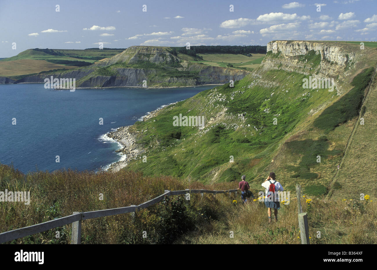 Walking on South-West Coast Path near Lulworth, Dorset, UK Stock Photo