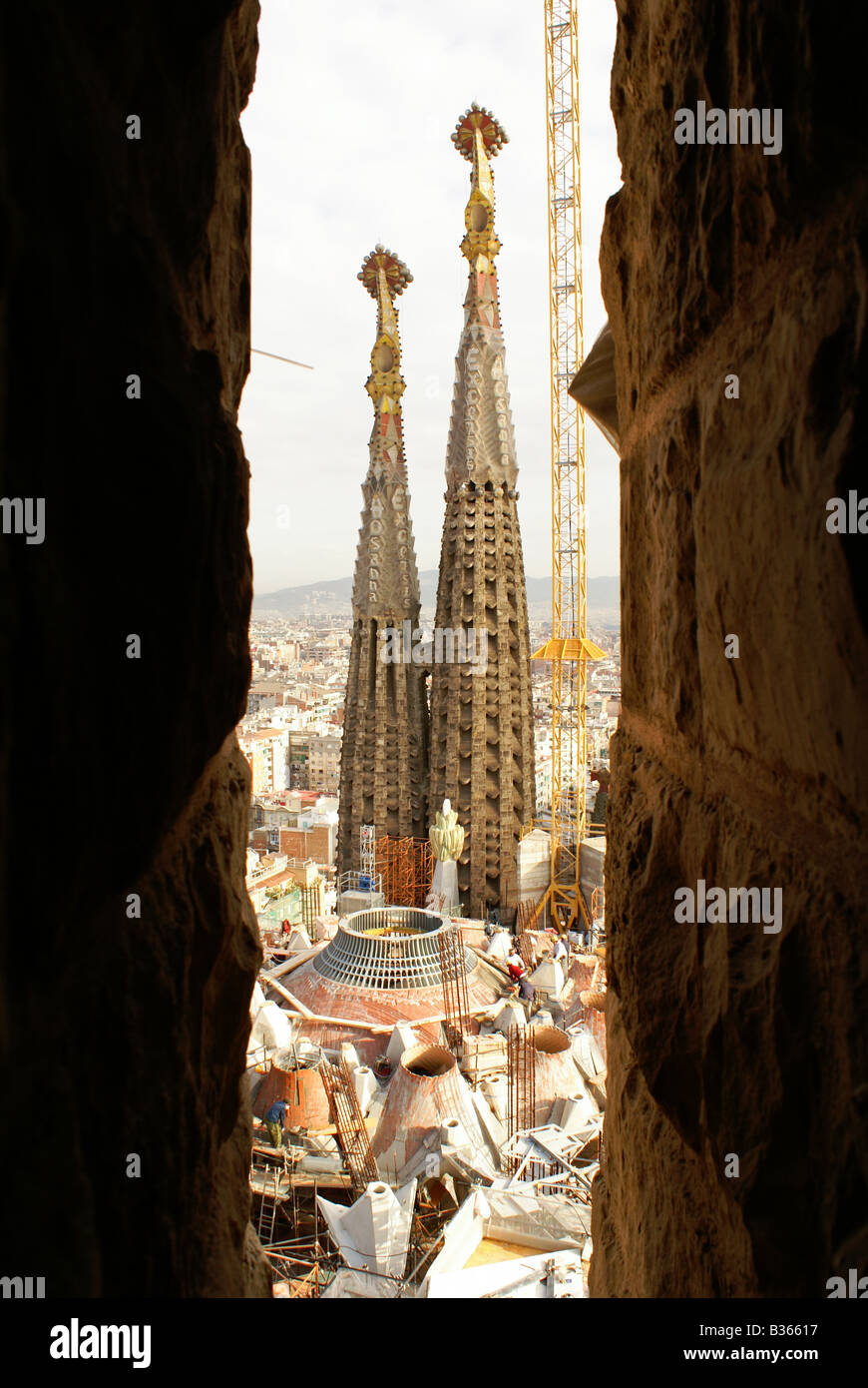 Sagrada Fam lia Church Towers Seen From Other Towers Barcelona Spain sagrada-fam-lia-church-towers-seen-from-other-towers-barcelona-spain