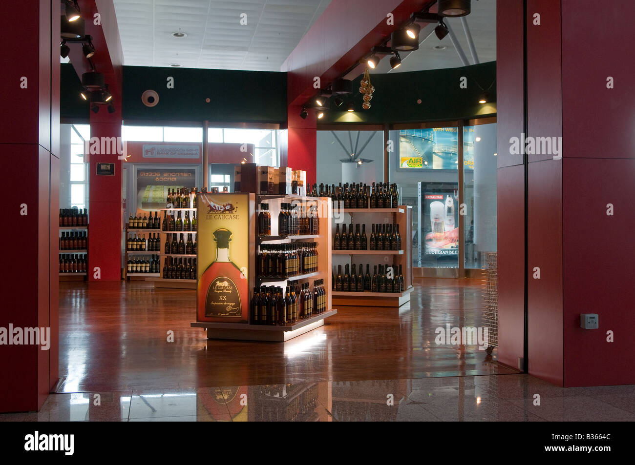 Duty free wine shop at the International airport in Tbilisi, Republic