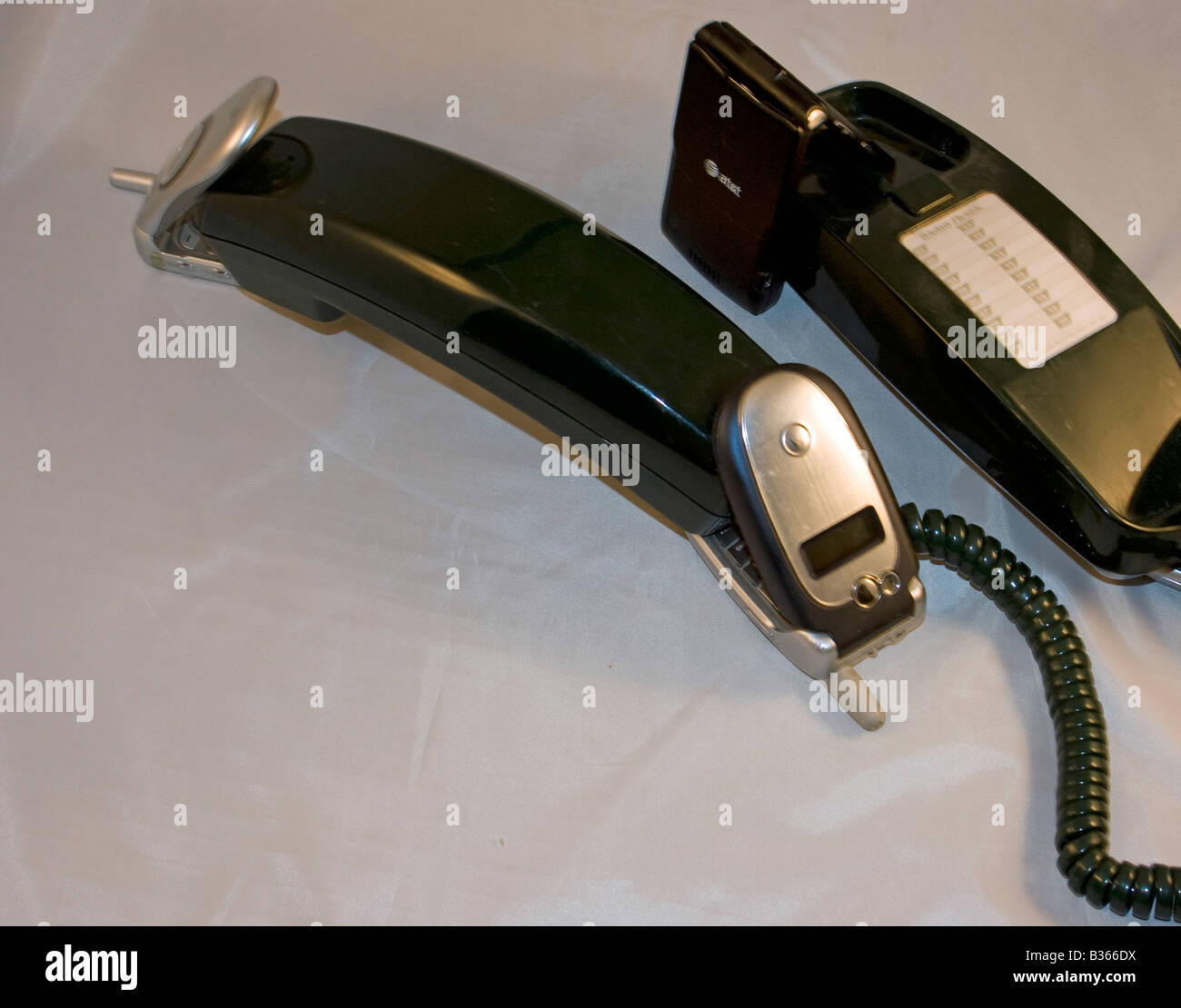 Silo Cell Phones Destroying Corded Phone Stock Photo Alamy