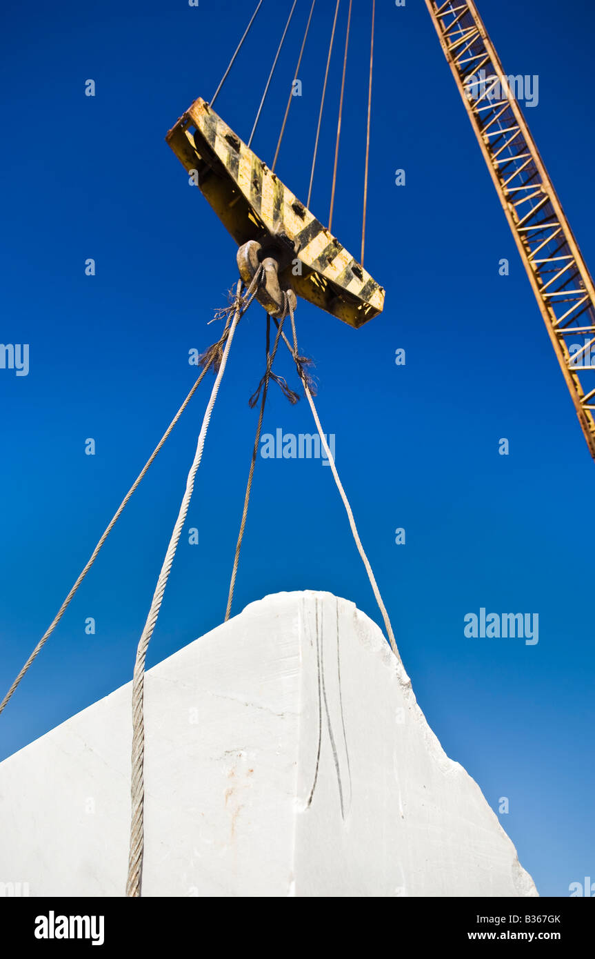 Lifting pulley in a marble quarry, Alentejo, Portugal Stock Photo