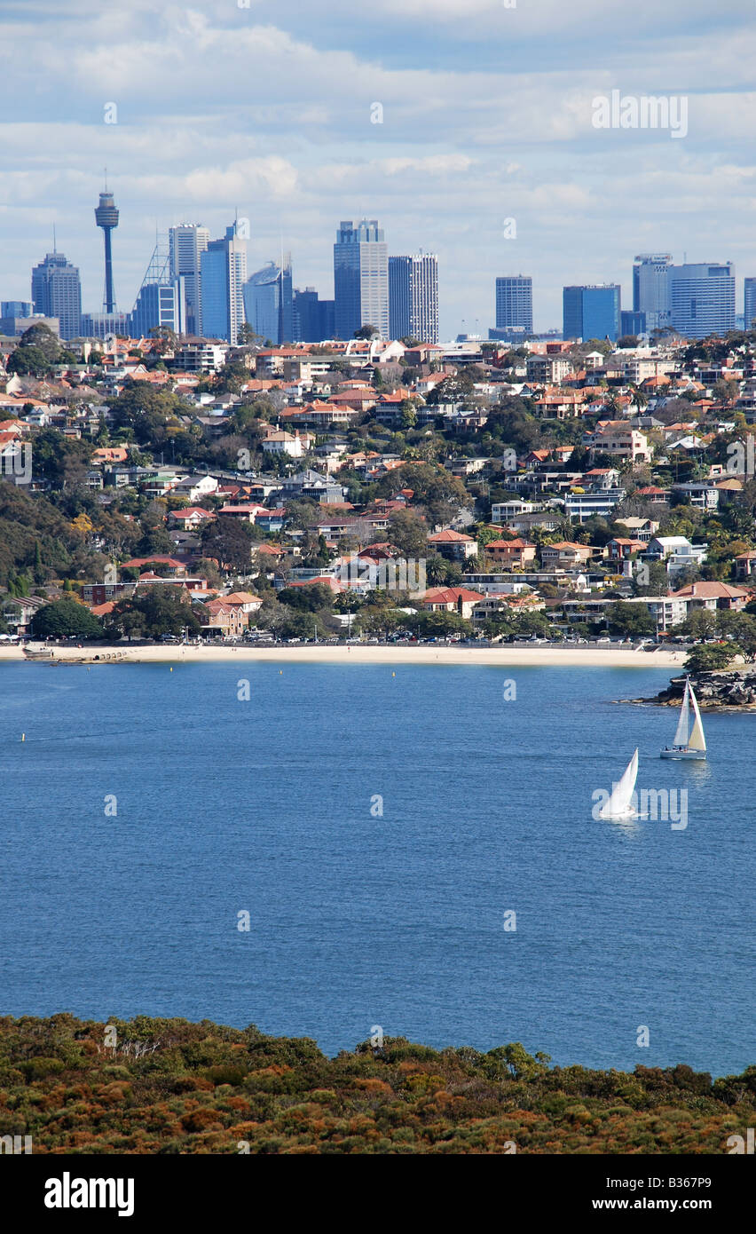 VIEW OF SYDNEY CBD FROM NORTHERN SUBURBS Stock Photo