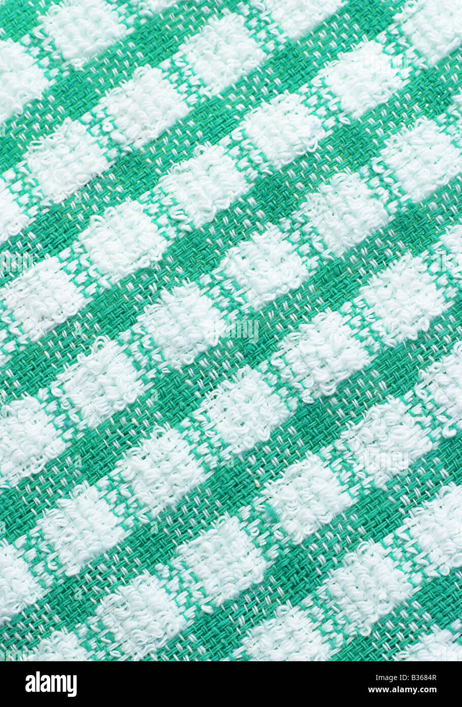 Green and white checkered pattern texture of table cloth for background Stock Photo
