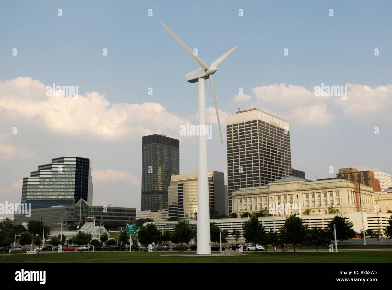 The windmill at the Great Lakes Science Center in downtown Cleveland