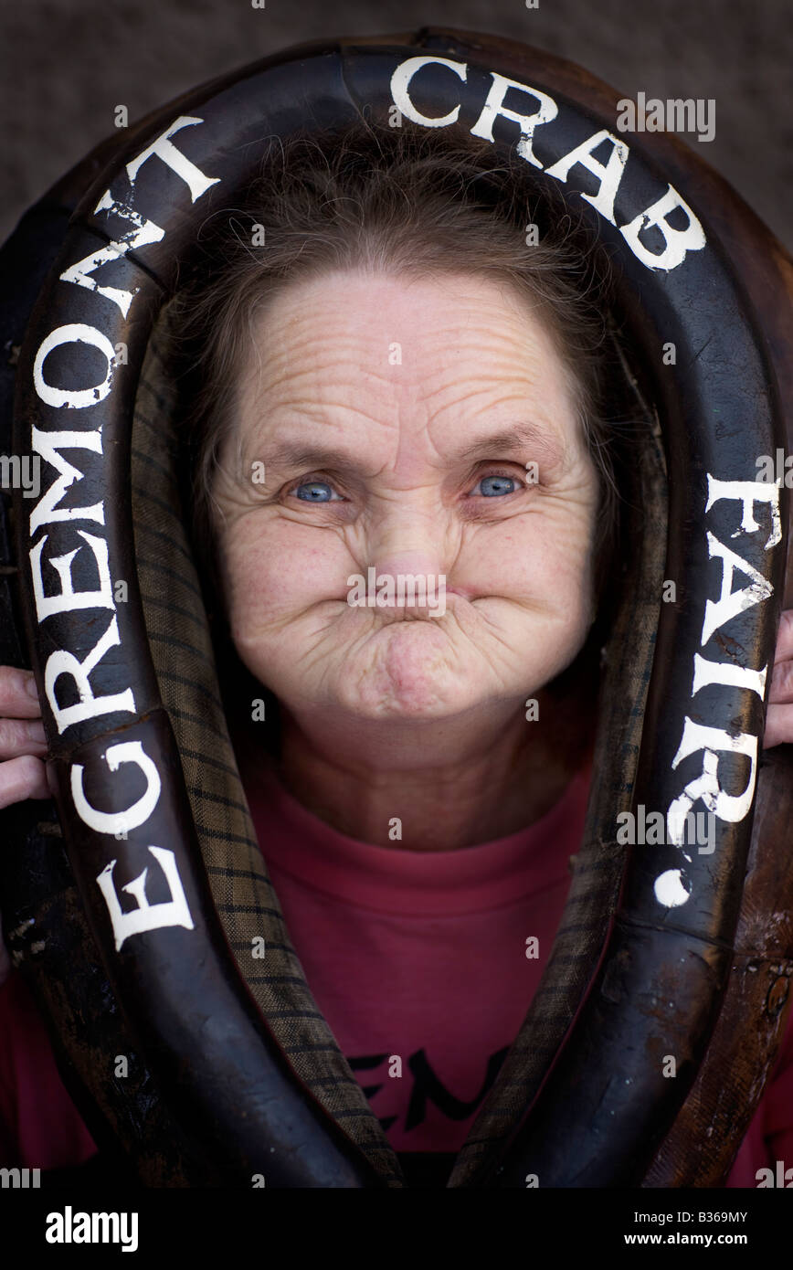 Close up image of world champion gurner Anne Woods from Egremont in Cumbria England UK Stock Photo