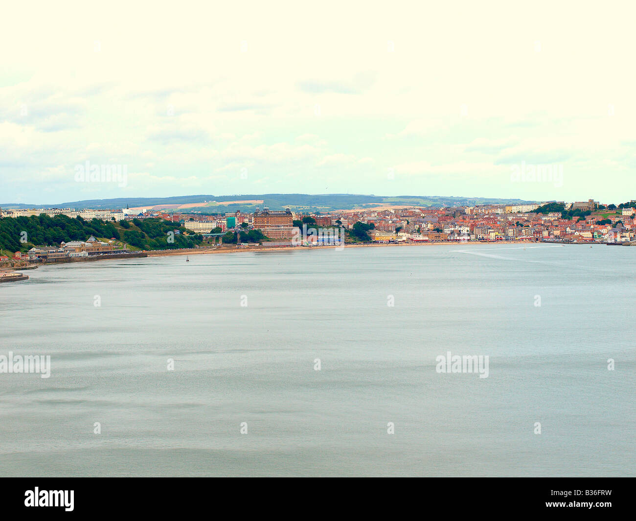 A panoramic view of the south bay and town at Scarborough,Yorkshire,uk. Stock Photo