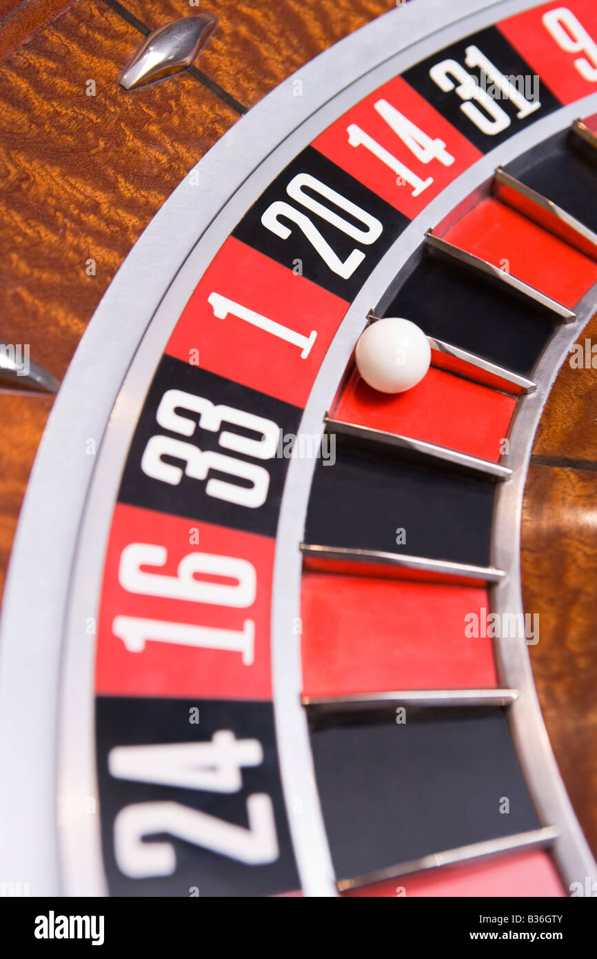 Roulette game wheel (close up) Stock Photo