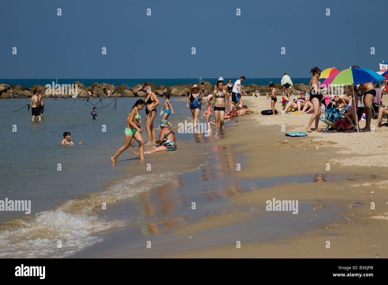 Recreation and fun on Dado Beach Mediterranean coast Haifa Israel Stock Photo