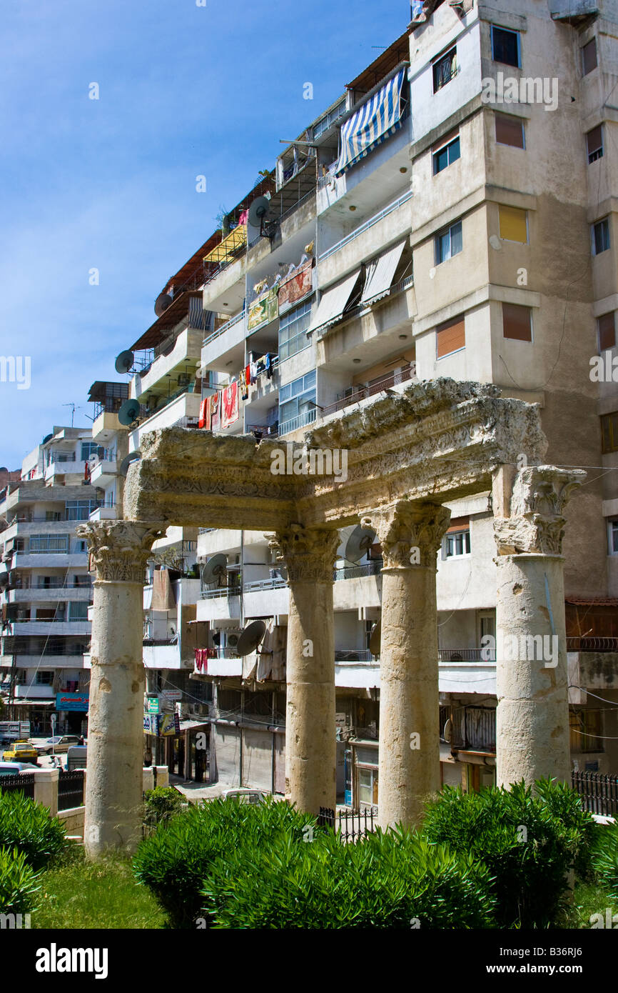 Tetraporticus Ancient Roman Columns in Latakia Syria Stock Photo
