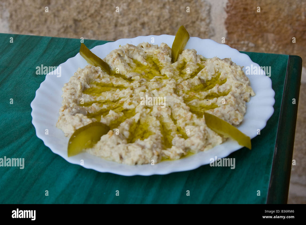 Baba Ganoush Eggplant Mezze in Latakia Syria Stock Photo