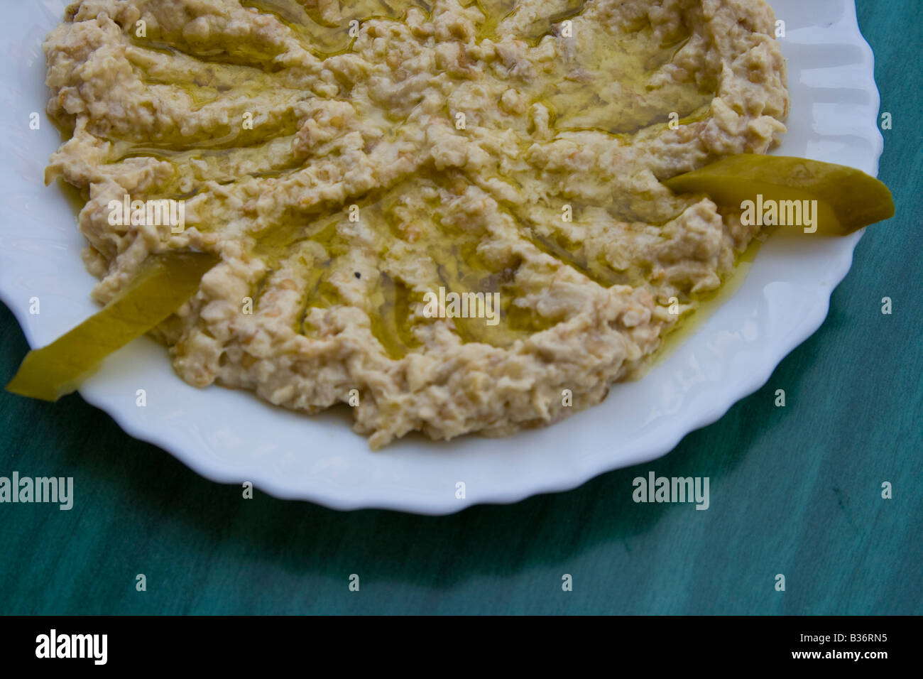 Baba Ganoush Eggplant Mezze in Latakia Syria Stock Photo